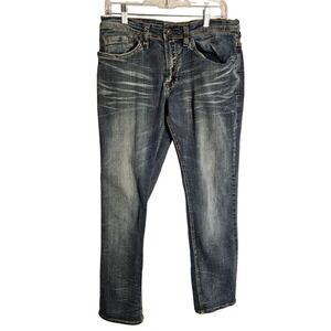 Evan-X Mens Slim Stretch Jeans W32 L30 Basic Blue Wash Denim